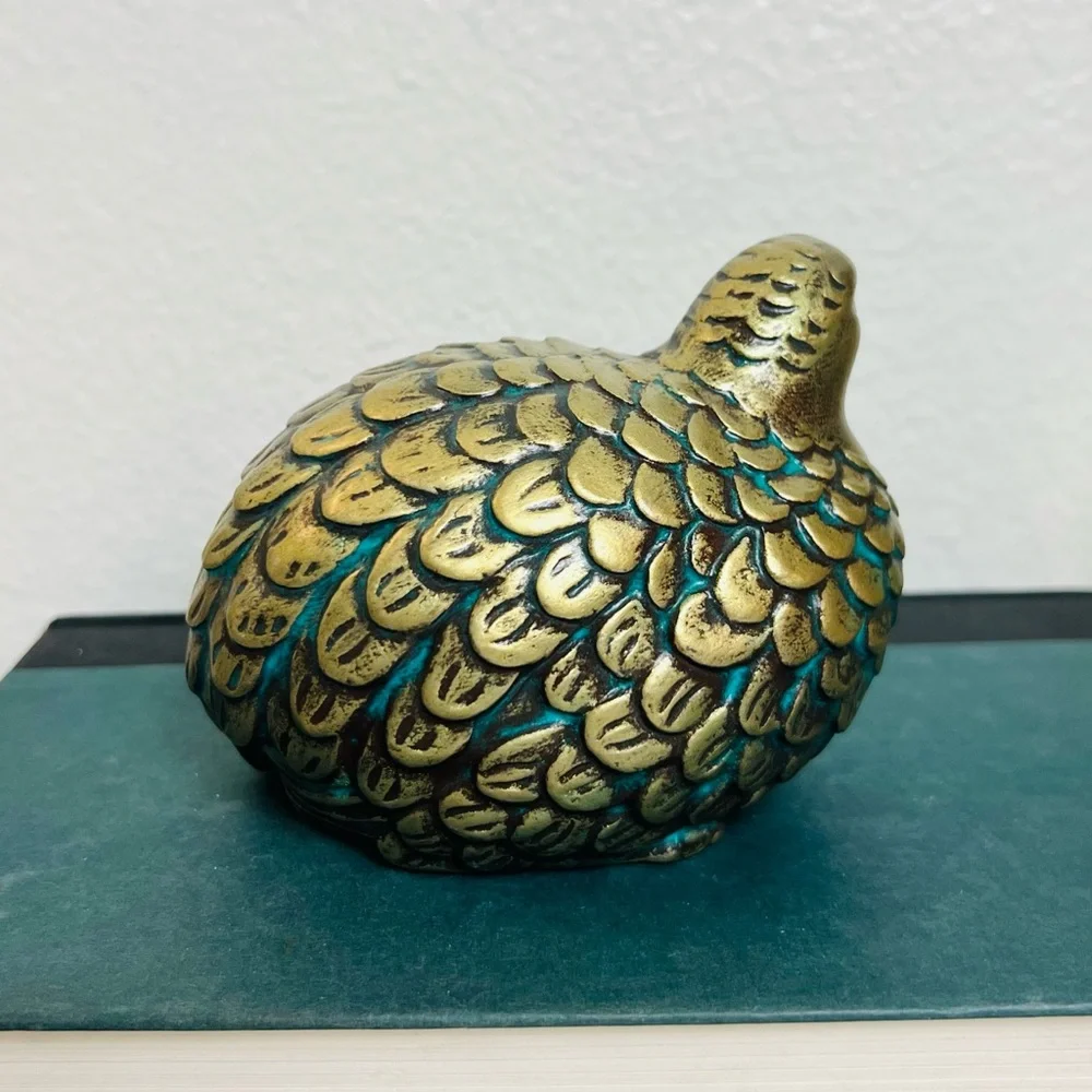 Vintage Mid Century Modern Arnels Gold Quail Partridge Ceramic Figurine Set - Picture 12 of 15